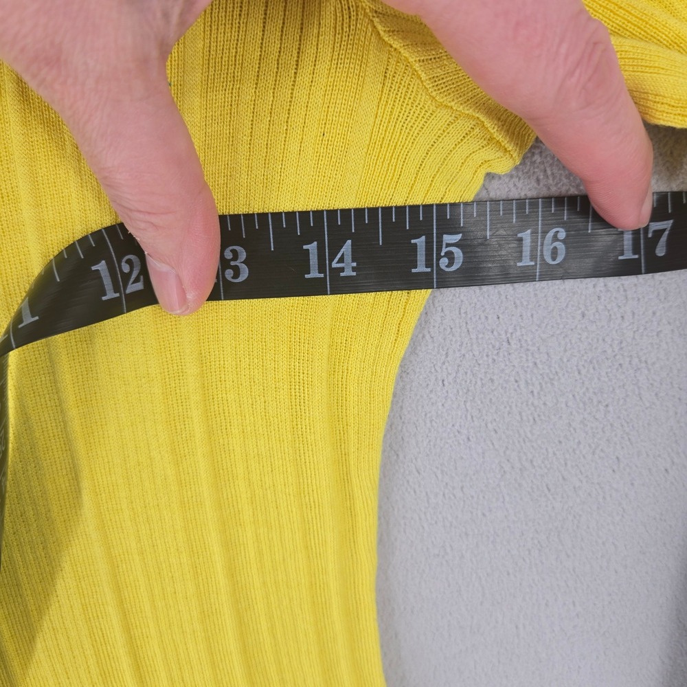 Per Se by Carlisle NEW SMALL Ribbed Silk Knit Top Women Yellow Minimalist Luxury - Picture 6 of 9